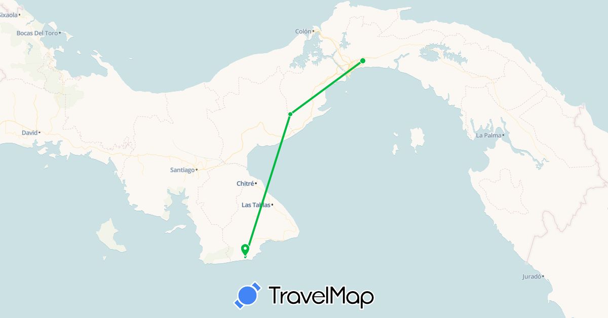 TravelMap itinerary: driving, bus in Panama (North America)